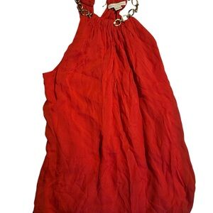 Diane Von Furstenberg Chain-Neck Aubrey Halter Top In Red